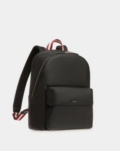 Code Backpack in Black Grained Leather