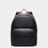Code Backpack In Navy Blue Grained Leather