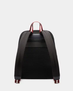 Code Backpack In Navy Blue Grained Leather