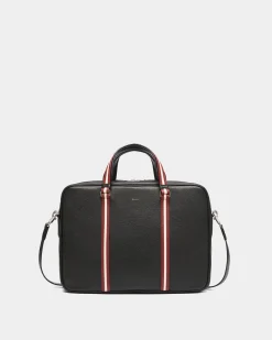 Code Briefcase In Black Grained Leather