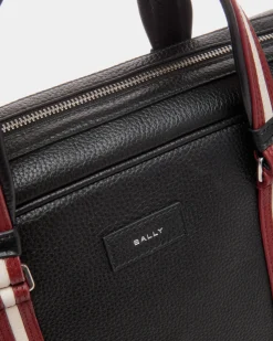 Code Briefcase In Black Grained Leather