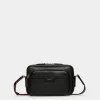 Code Crossbody Bag in Black Grained Leather