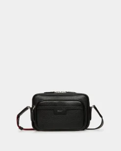 Code Crossbody Bag in Black Grained Leather