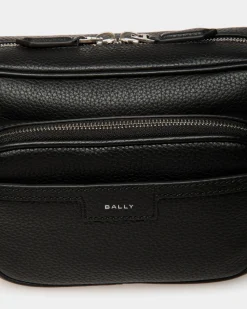 Code Crossbody Bag in Black Grained Leather