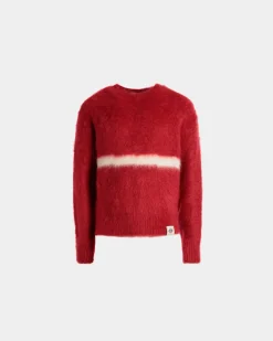Crewneck Sweater In Red Mohair And Silk