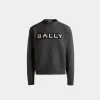 Crewneck Sweater With Logo In Dark Grey Wool