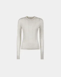 Crewneck Top In A Beige Silk Blend