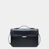 Deco Briefcase in Navy Blue Brushed Leather