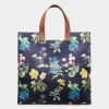 Easy Bally Tote Bag In Mountain Flower Print Canvas And Leather