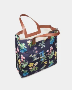 Easy Bally Tote Bag In Mountain Flower Print Canvas And Leather