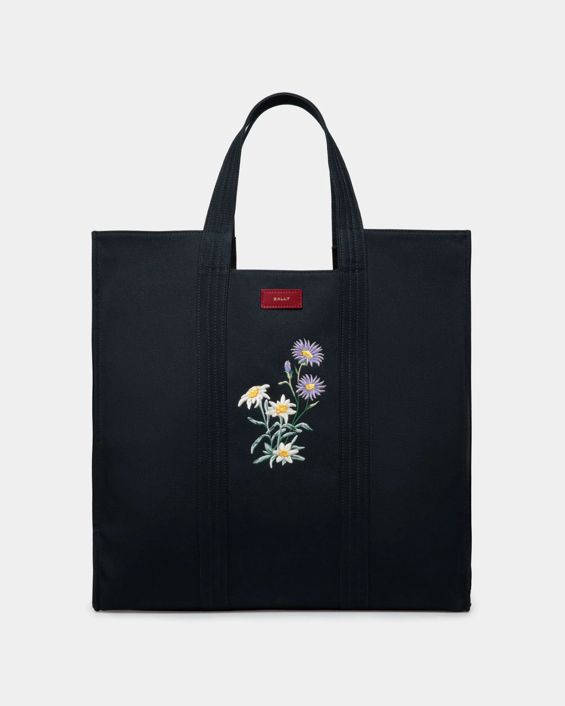 Easy Bally Tote In Navy Blue Cotton Canvas