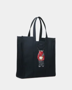 Easy Bally Tote In Navy Blue Cotton Canvas