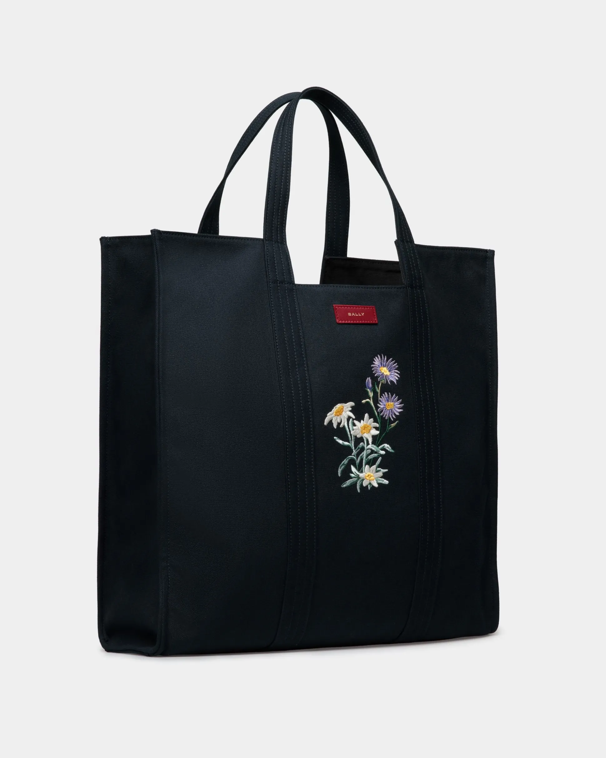 Easy Bally Tote In Navy Blue Cotton Canvas