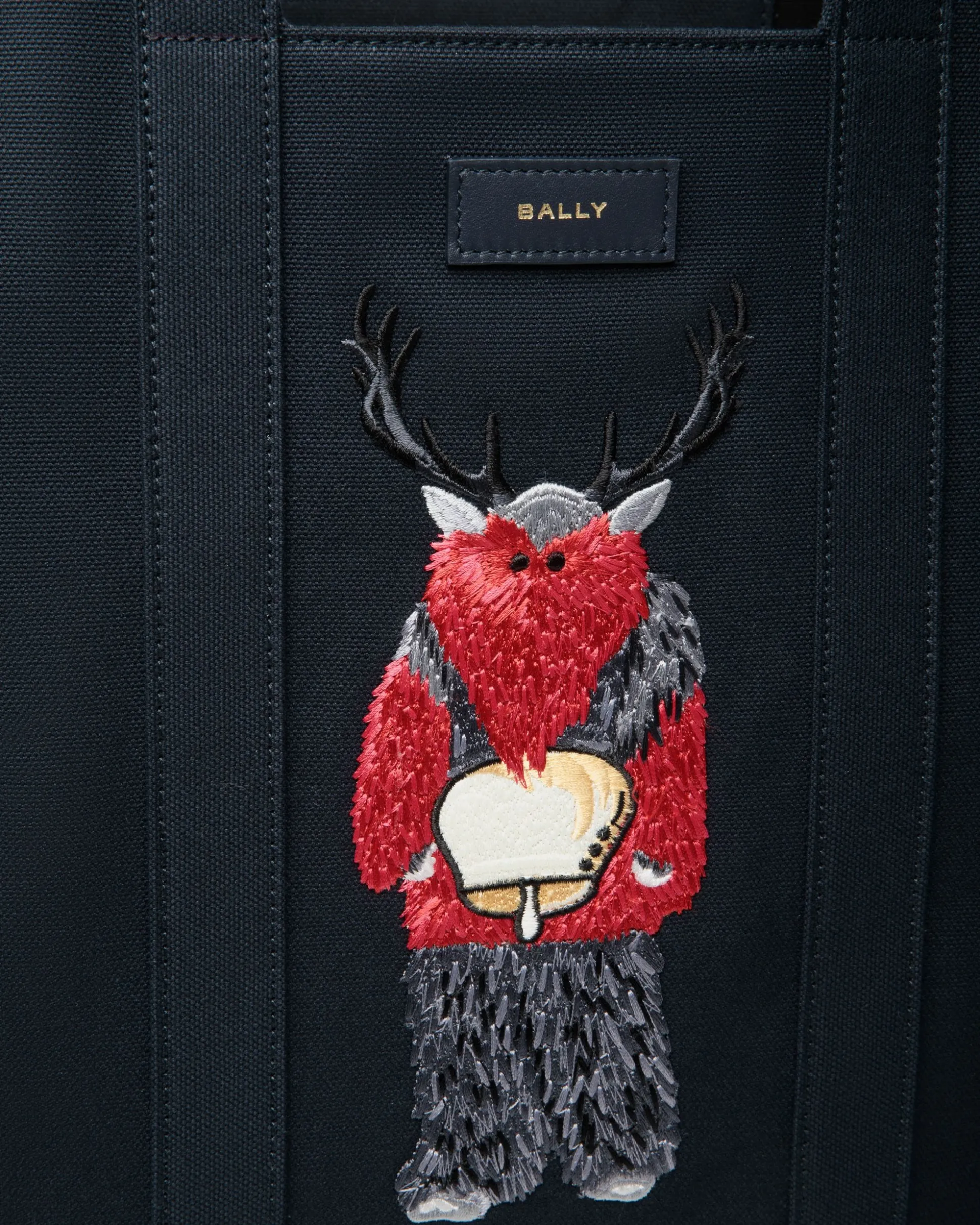 Easy Bally Tote In Navy Blue Cotton Canvas