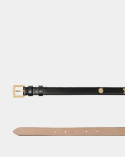 Emblem 85 cm Belt in Black Brushed Leather