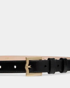 Emblem 95 cm Belt in Black Brushed Leather