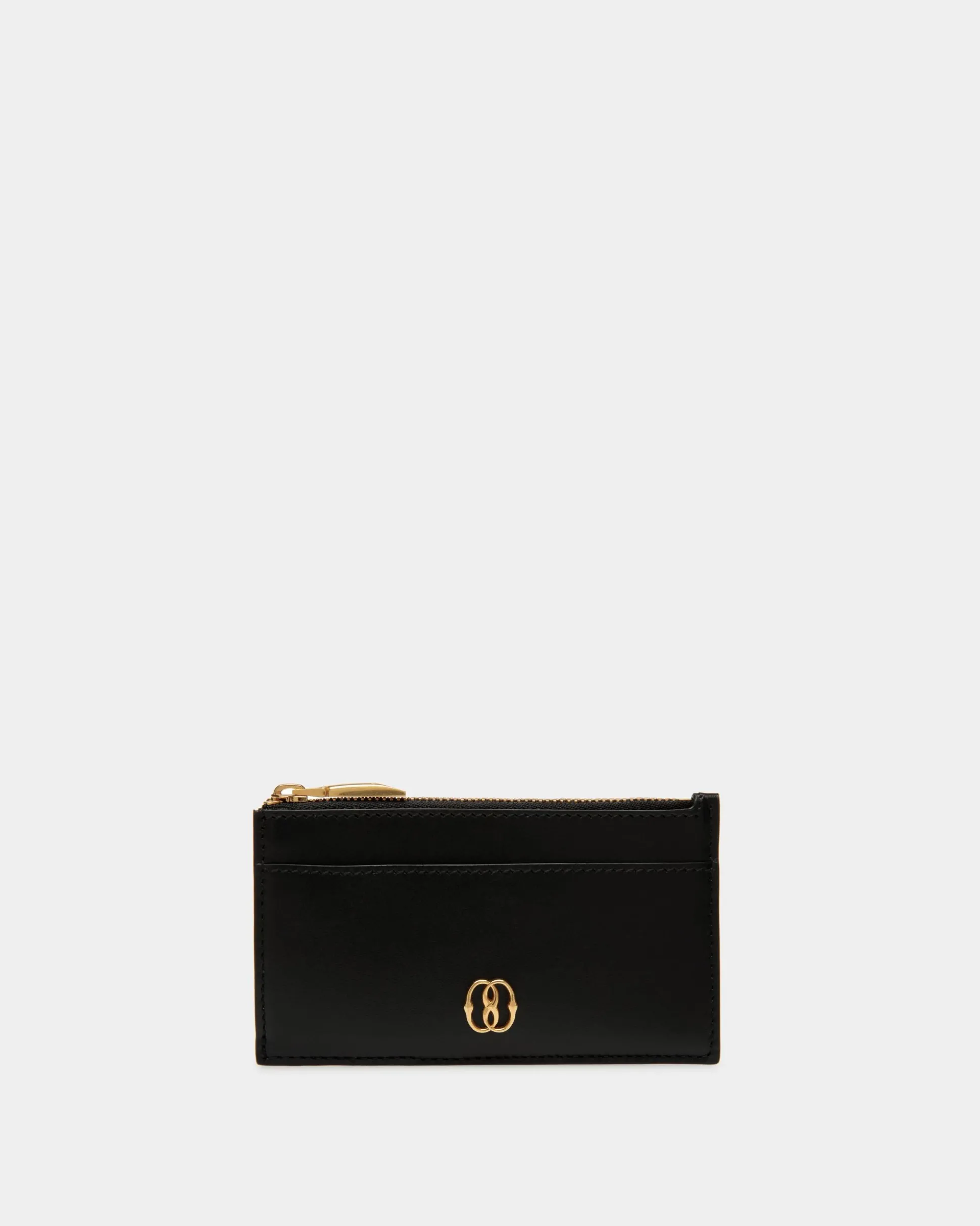 Emblem Card Holder In Black Leather