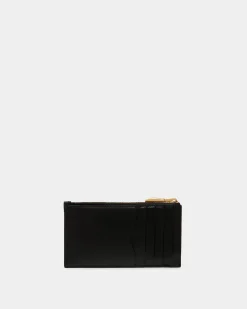 Emblem Card Holder In Black Leather