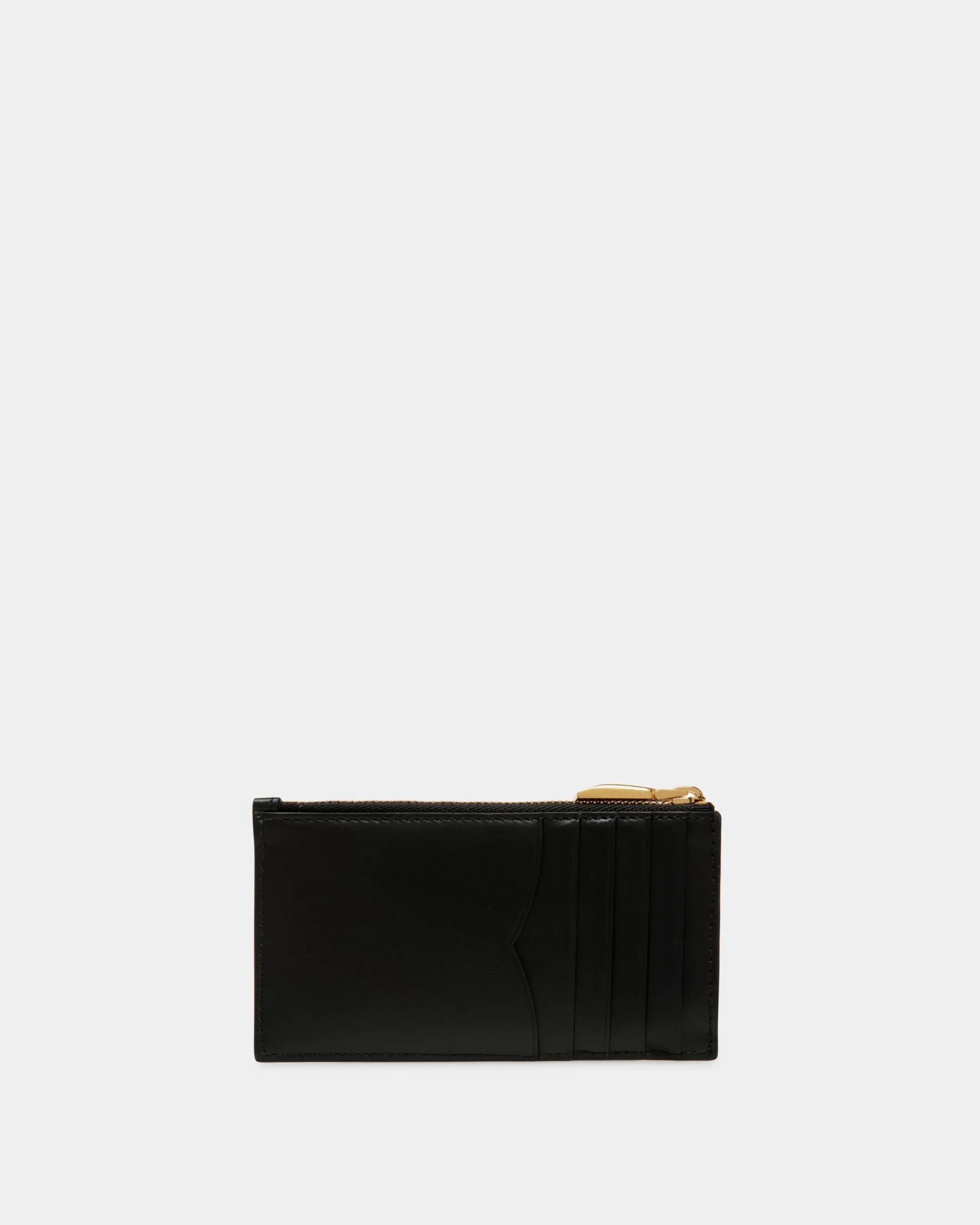 Emblem Card Holder In Black Leather