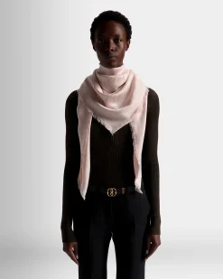 Emblem Print Square Scarf In Dusty Petal Silk