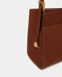 Emblem Shoulder Bag in Brown Suede