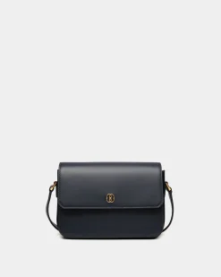 Emblem  Small Crossbody Bag in Navy Blue Leather