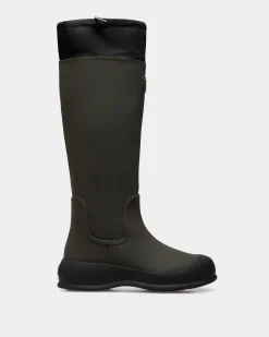 Frei Boot in Military Green Rubberized Leather