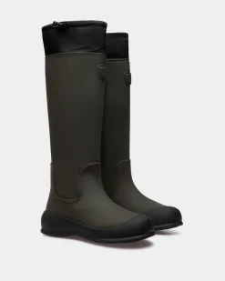 Frei Boot in Military Green Rubberized Leather