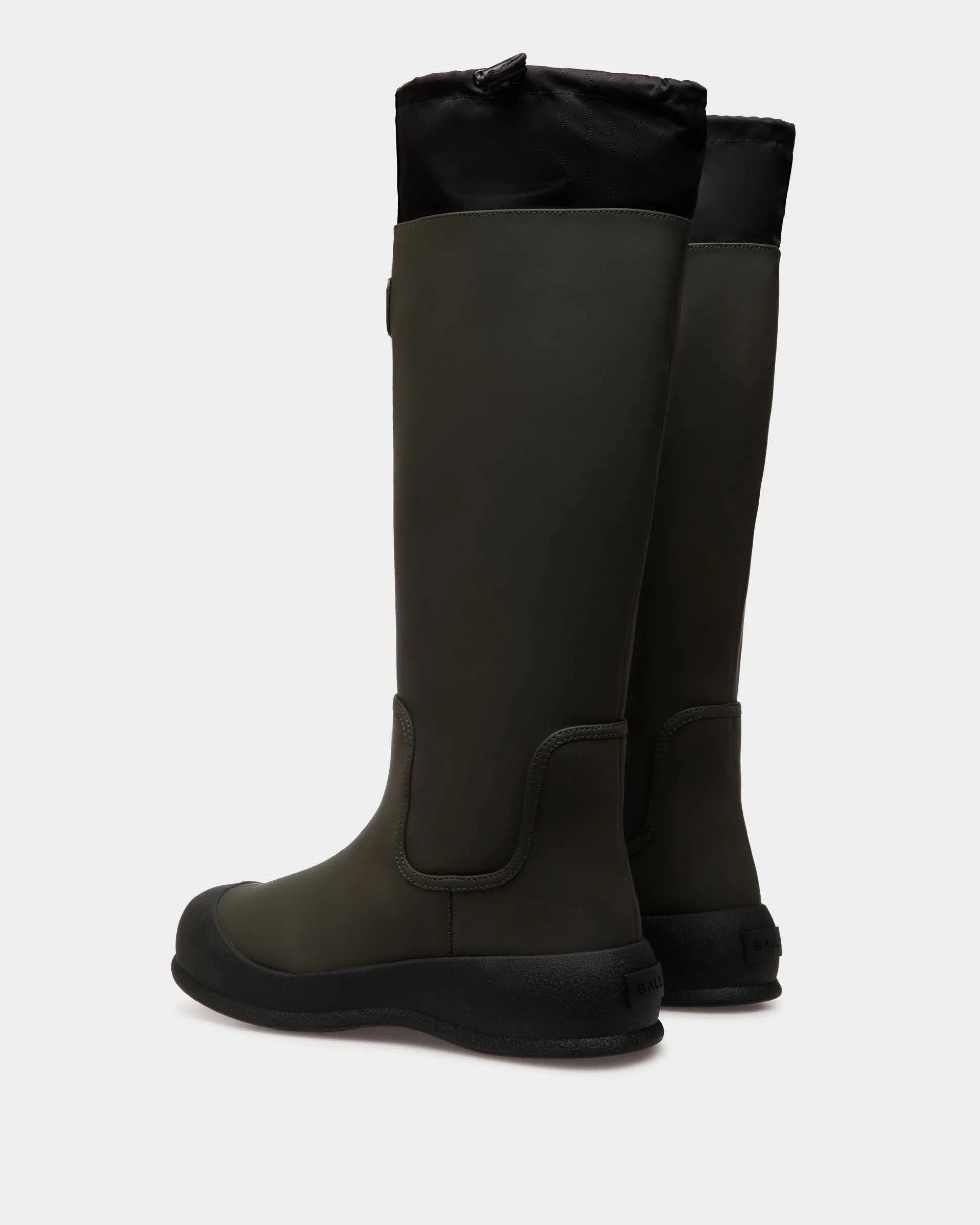 Frei Boot in Military Green Rubberized Leather