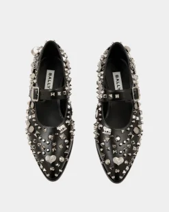 Glendale Mary-Jane In Black Leather with Studs