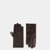 Gloves With Logo In Ebano Cashmere And Leather