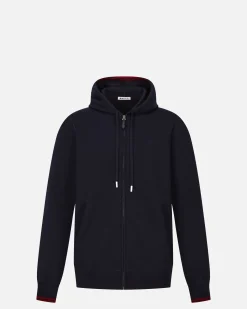 Hoodie In Navy Blue Wool