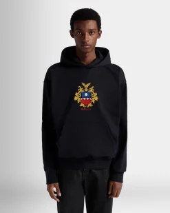 Hoodie With Bally Crest Logo In Navy Blue Cotton