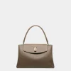 Layka Leather Top Handle Bag In Light Brown