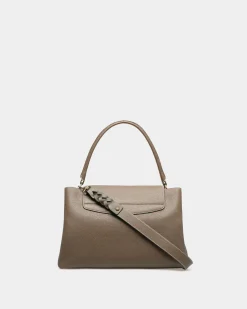 Layka Leather Top Handle Bag In Light Brown
