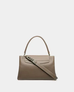 Layka Leather Top Handle Bag In Light Brown