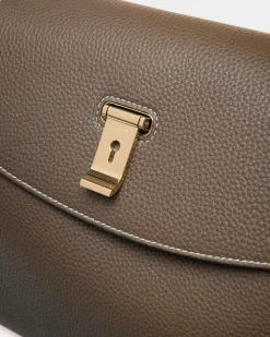 Layka Leather Top Handle Bag In Light Brown