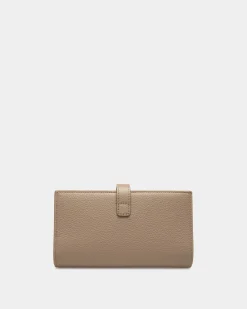 Lock Me Long Wallet In Taupe Grained Leather