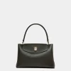 Lock Me Top Handle Bag In Black Leather