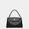 Lock Me Top Handle Bag In Black Grained Leather