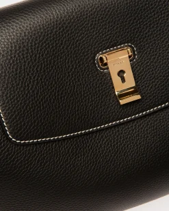 Lock Me Top Handle Bag In Black Leather