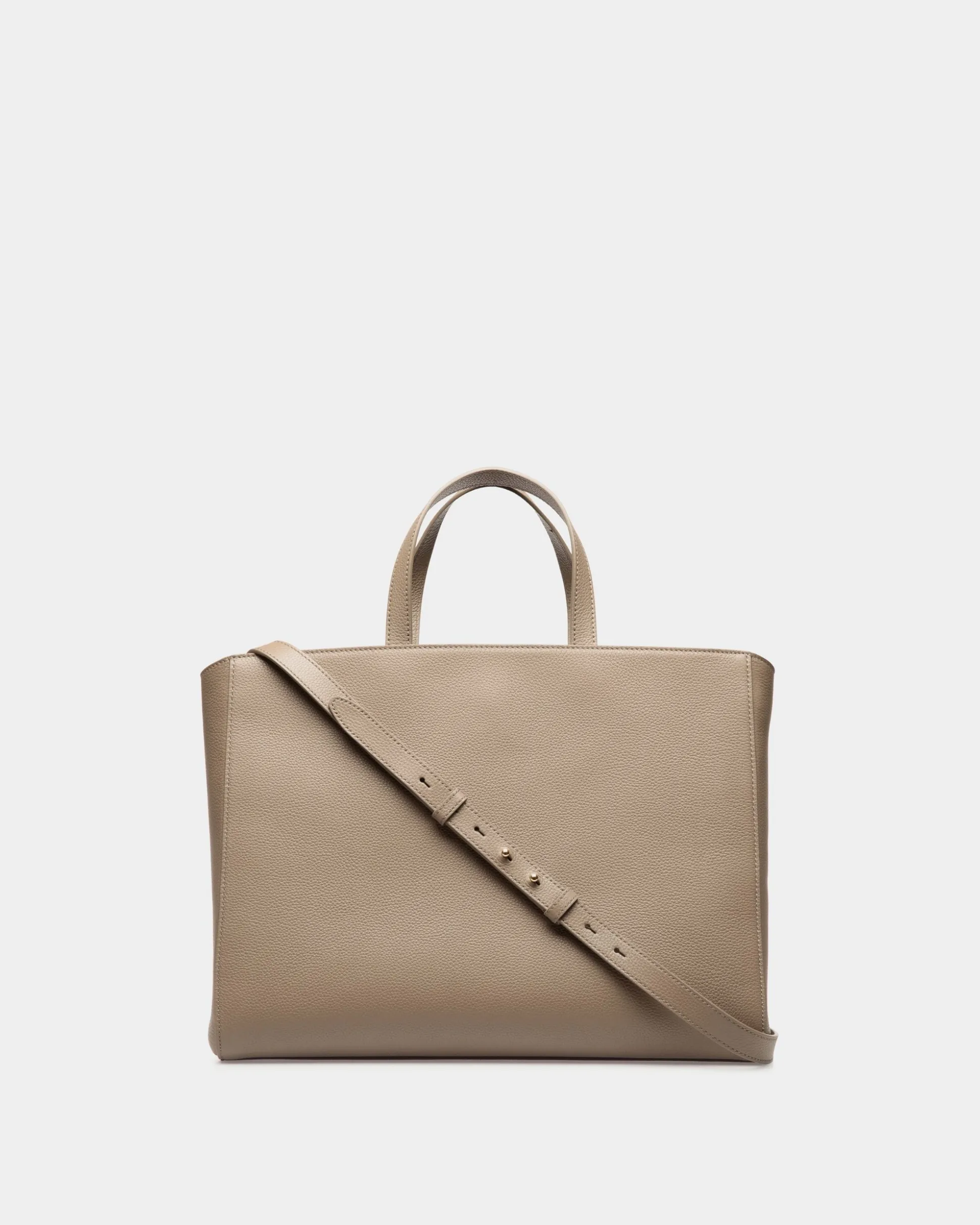 Lock Me Tote Bag In Taupe Grained Leather