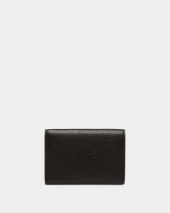 Lock Me Wallet In Black Grained Leather