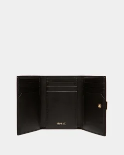 Lock Me Wallet In Black Grained Leather