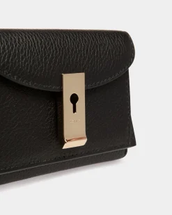 Lock Me Wallet In Black Grained Leather