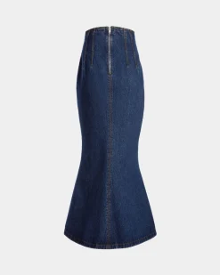Long Skirt In Medium Blue Cotton
