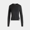 Long Sleeve Knit Top In Dark Grey Cashmere