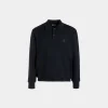 Long Sleeve Polo With Bally Crest Logo In Navy Blue Wool