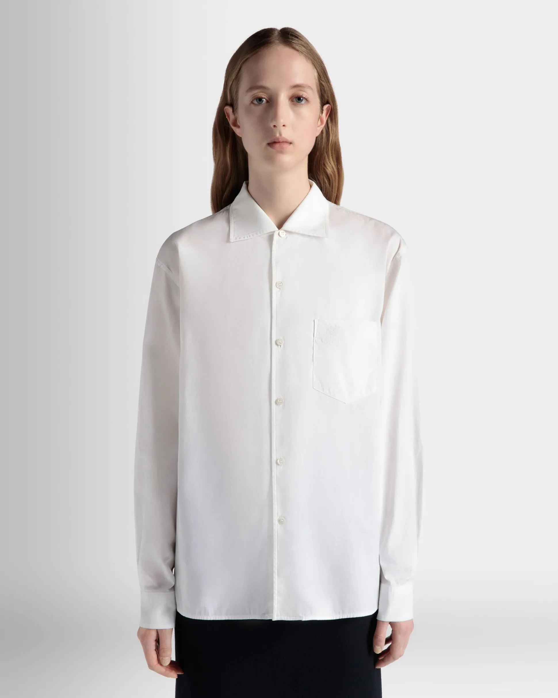 Long Sleeve Shirt In White Cotton