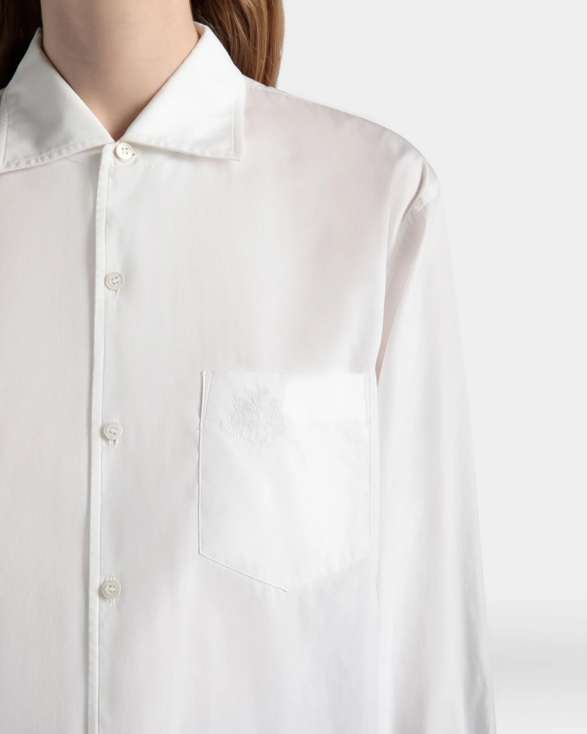 Long Sleeve Shirt In White Cotton